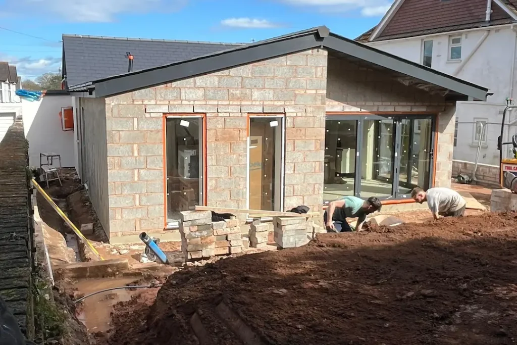 a man working on a building
